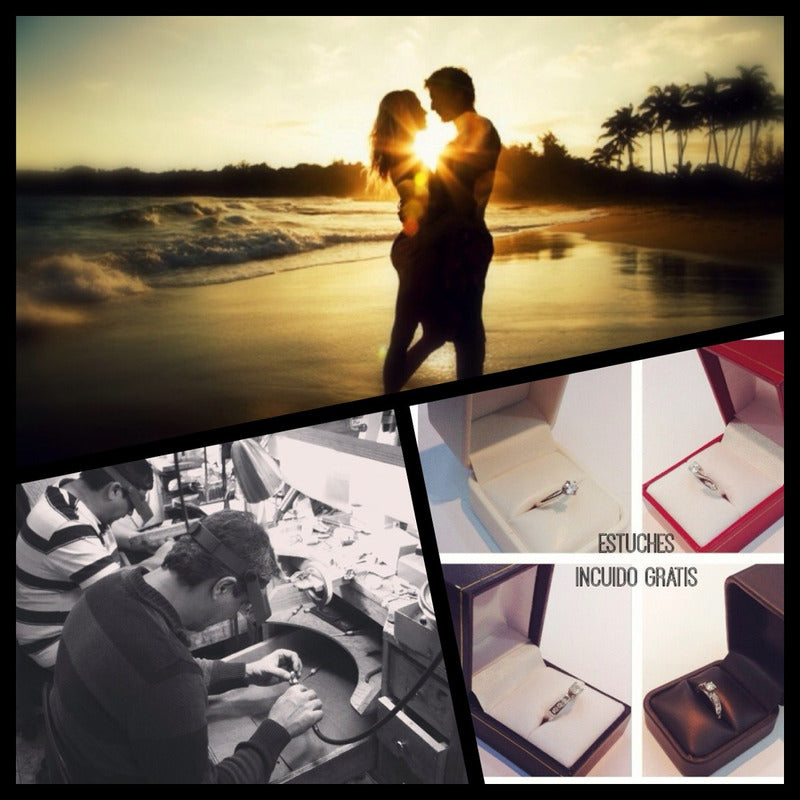 Anillos Compromiso Oro 14k Con Diamante Ruso Y Estuche