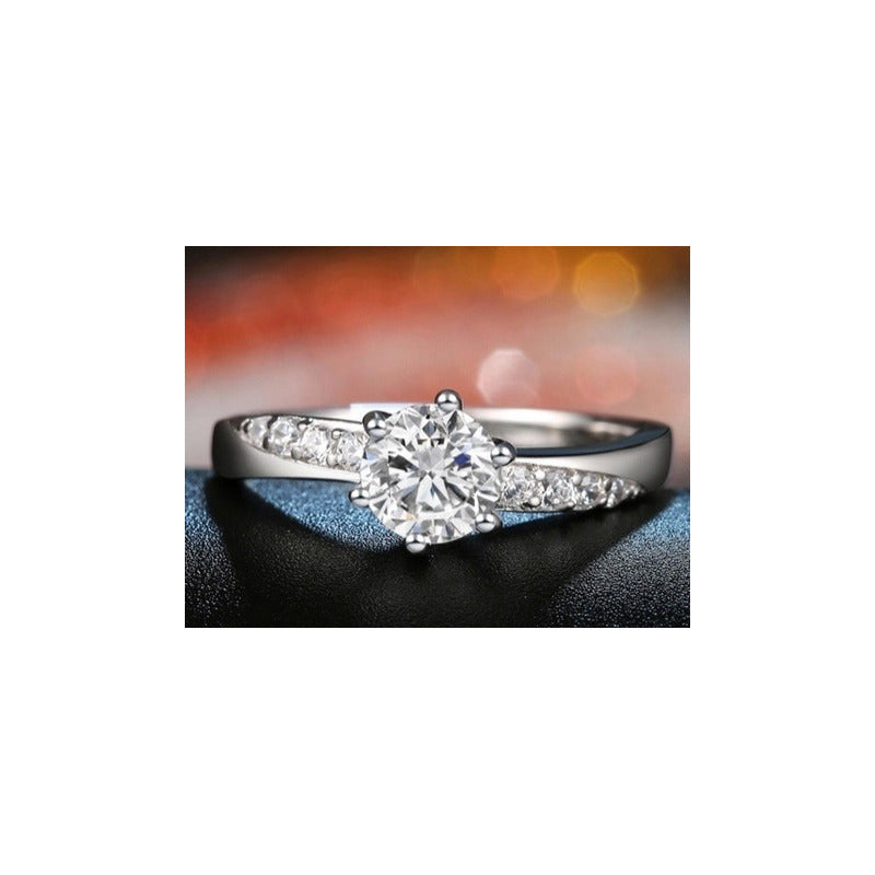 Anillo Compromiso Oro 18k Zirconias Swarovski Envío Gratis