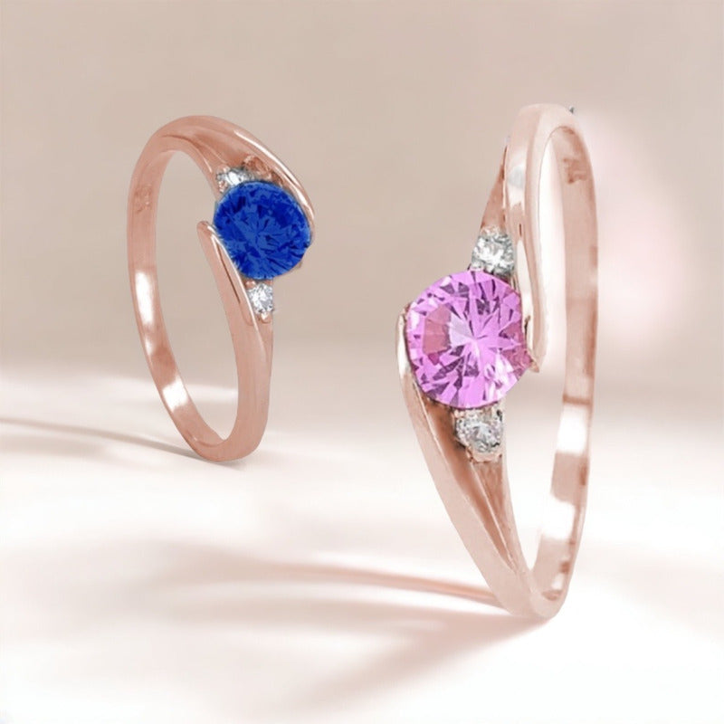 Anillo Compromiso Oro 10k Con Zirconia Premium Trinity