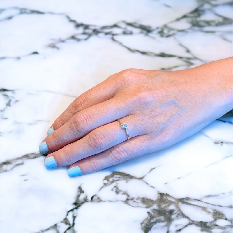 Anillo Oro 10k Compromis O Promesa Diamante 0.12ct Slim