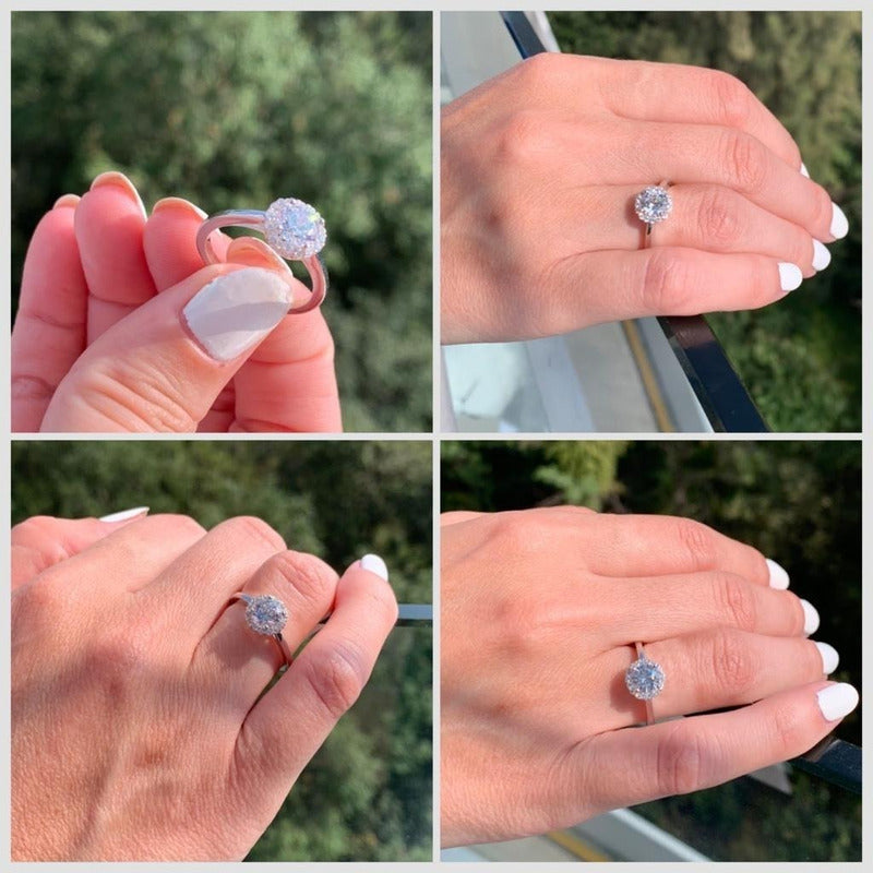 Anillo Halo Compromiso Plata 925 Vermij Joyeros