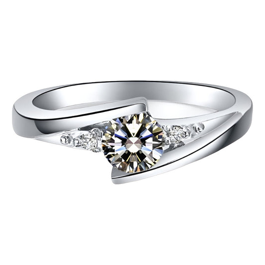 Anillo Compromiso Oro 18k Con Moissanitas 0.55ct Certificado