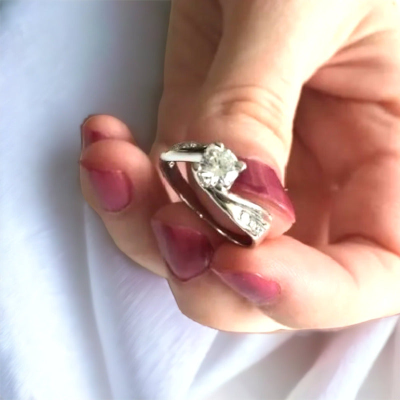 Anillo Compromiso Oro Rosa 14k Aria Brillante Ruso