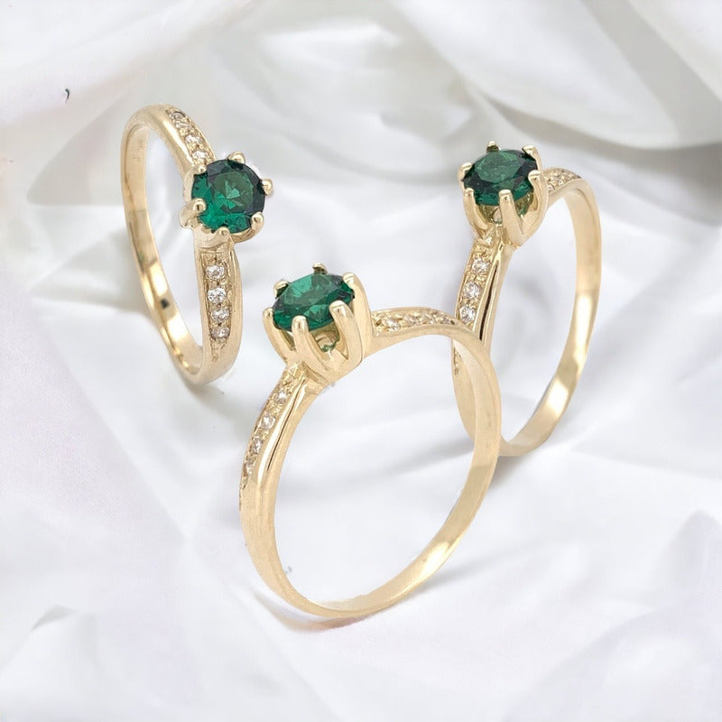 Anillo Compromiso Oro 18k Con Esmeralda Modelo Fénix Dama