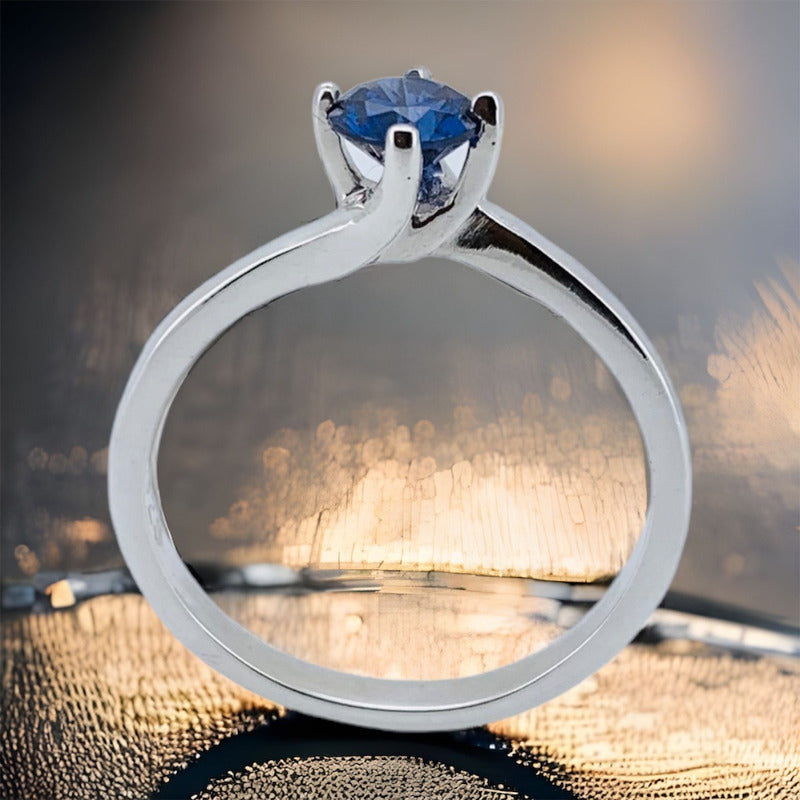 Anillo Compromiso O Promesa Plata .925 Con Zafiro Twist