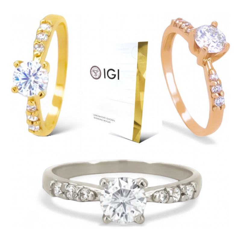 Anillo Compromiso Oro 14k Diamante Creado Certificado Igi Ty
