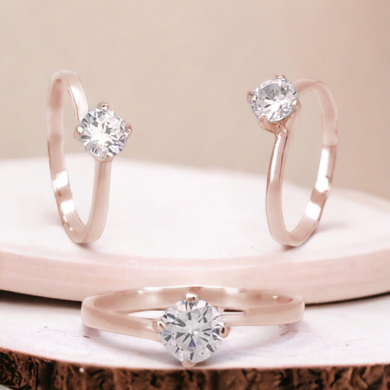 Anillo De Compromiso Oro Rosa 10k Moissanita 0.50ct Twist.