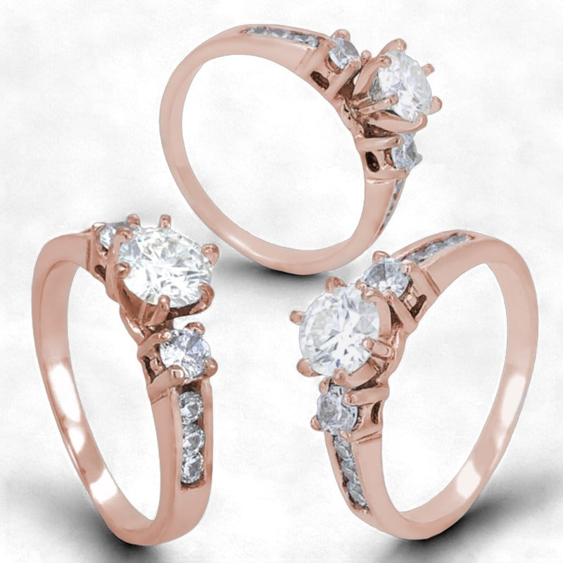 Anillo Compromiso Plata Baño Oro Moissanita Certificado Prs