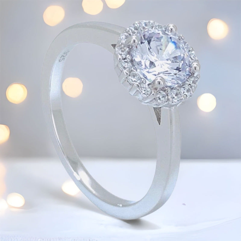 Anillo Halo Compromiso Plata 925 Vermij Joyeros