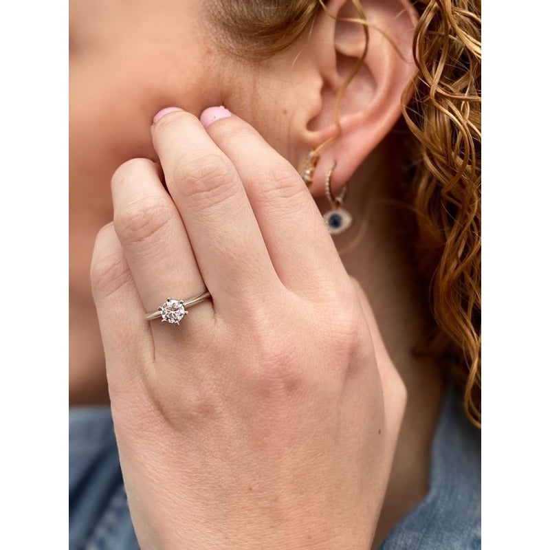 Anillo Compromiso Plata Y Baño De Oro14k Swarovski Varios