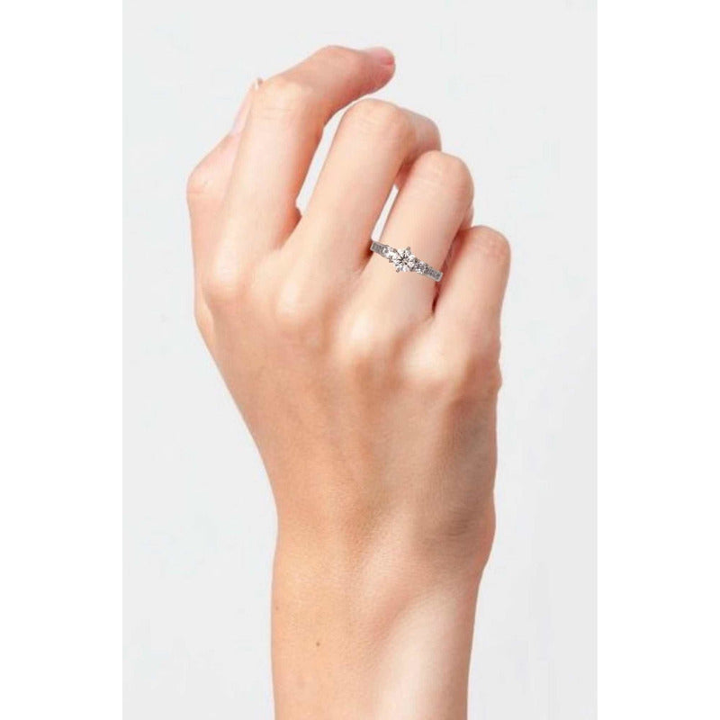 Anillo De Compromiso Oro Rosa 10k Moissanita Certificado Prs