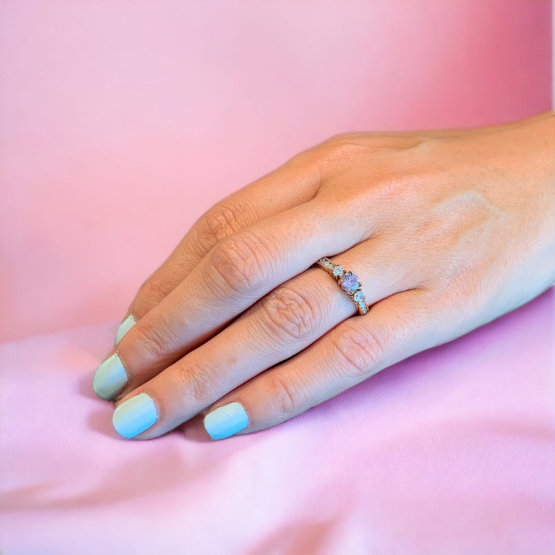 Anillo Compromiso Oro Rosa 14k Zafiro Rosa Video