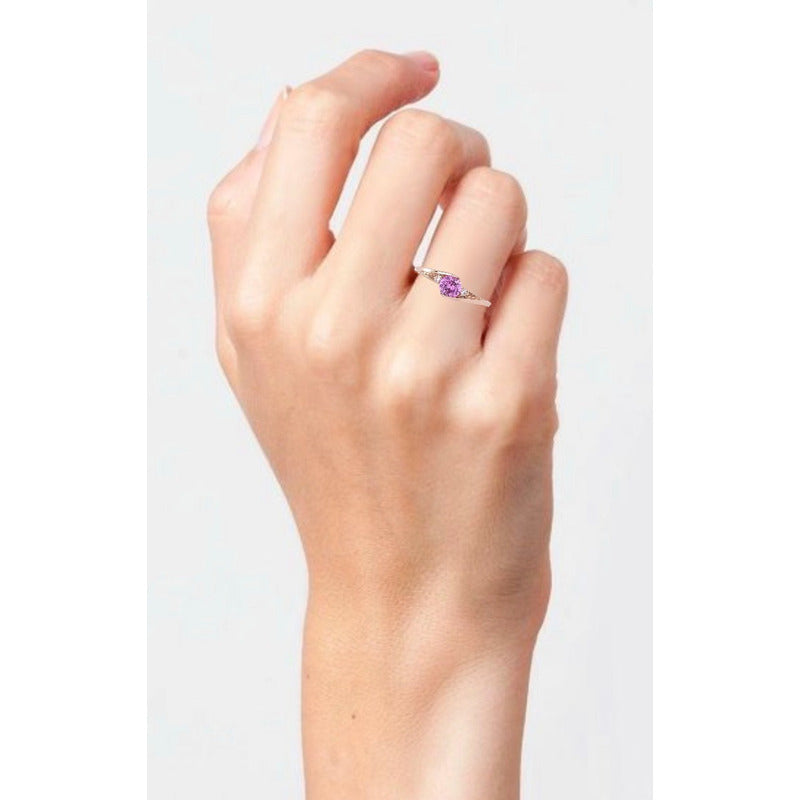 Anillo Compromiso Oro 10k Con Zafiro Y Diamantes T-rty