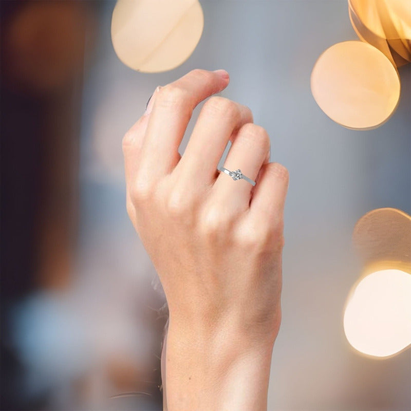 Anillo De Compromiso Oro 14k Diamante Natural .30ct