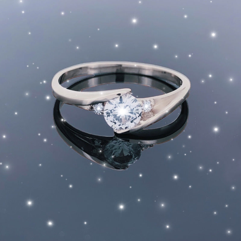 Anillo Compromiso Oro 10k Con Moissanitas 0.55ct Certificado