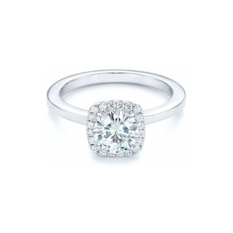 Anillo Compromiso Halo 18kt Moissanitas 1.04ct Certificado