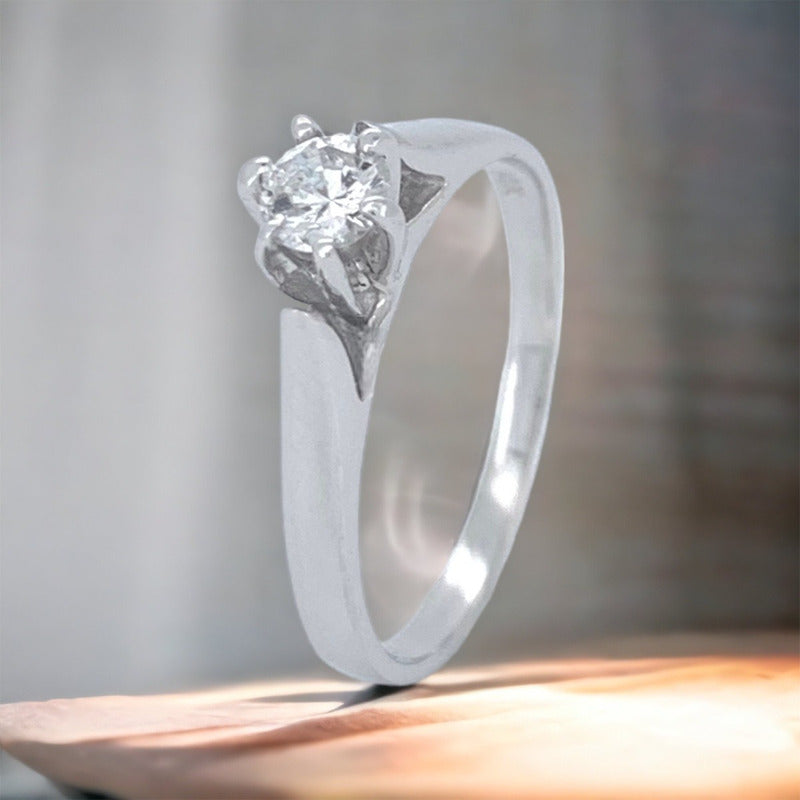 Anillos Compromiso 14k Y Diamante Natural 0.25ct Certificado