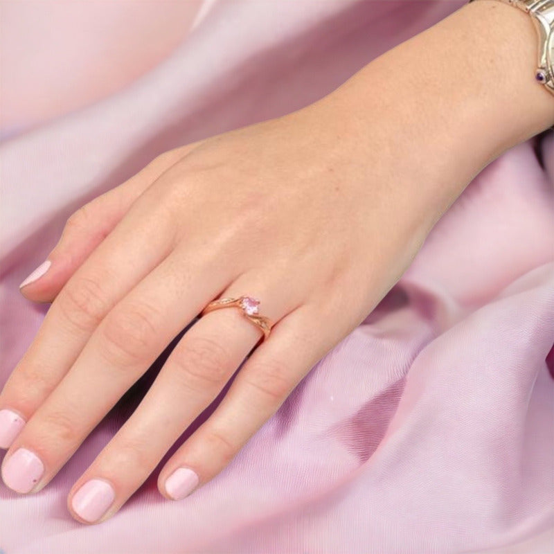 Anillo Compromiso Oro Rosa 14k Aria Video Cz