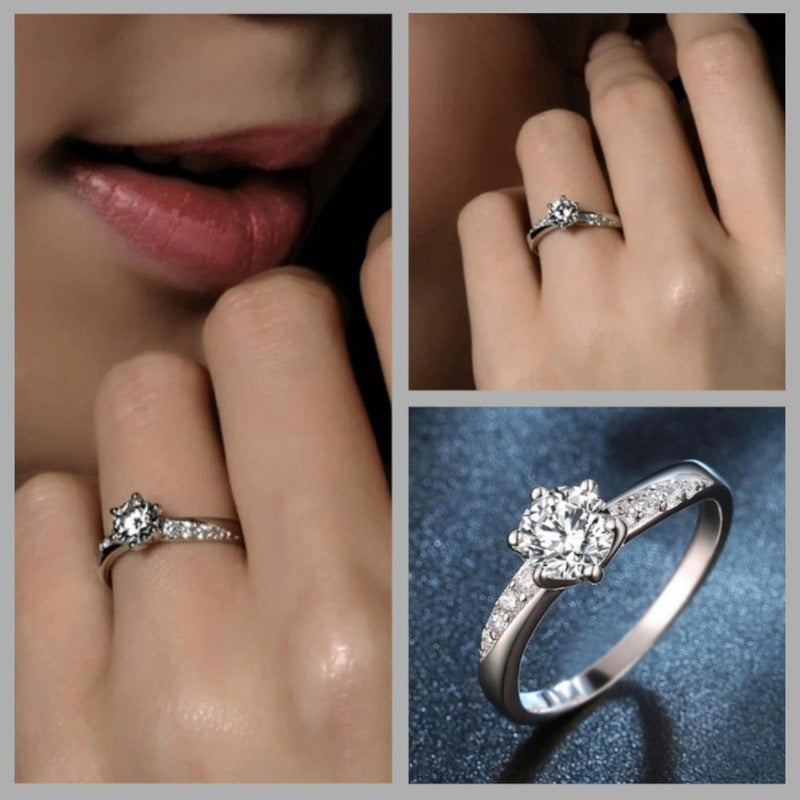 Anillo Compromiso Oro Blanco 14k Con Zafiro Corindón Fénix