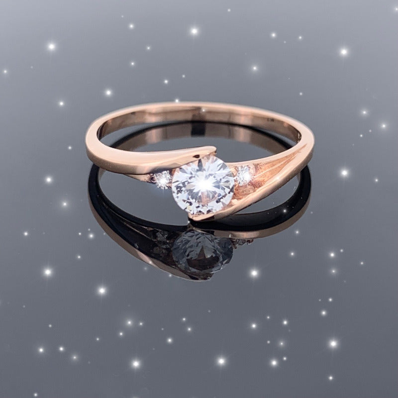 Anillo Compromiso Oro 10k Con Moissanitas 0.55ct Certificado