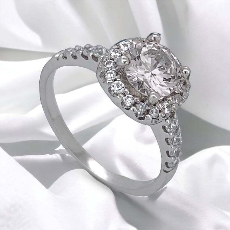 Anillo De Compromiso Oro 10k Moissanita 1.00ct Halo Vermij