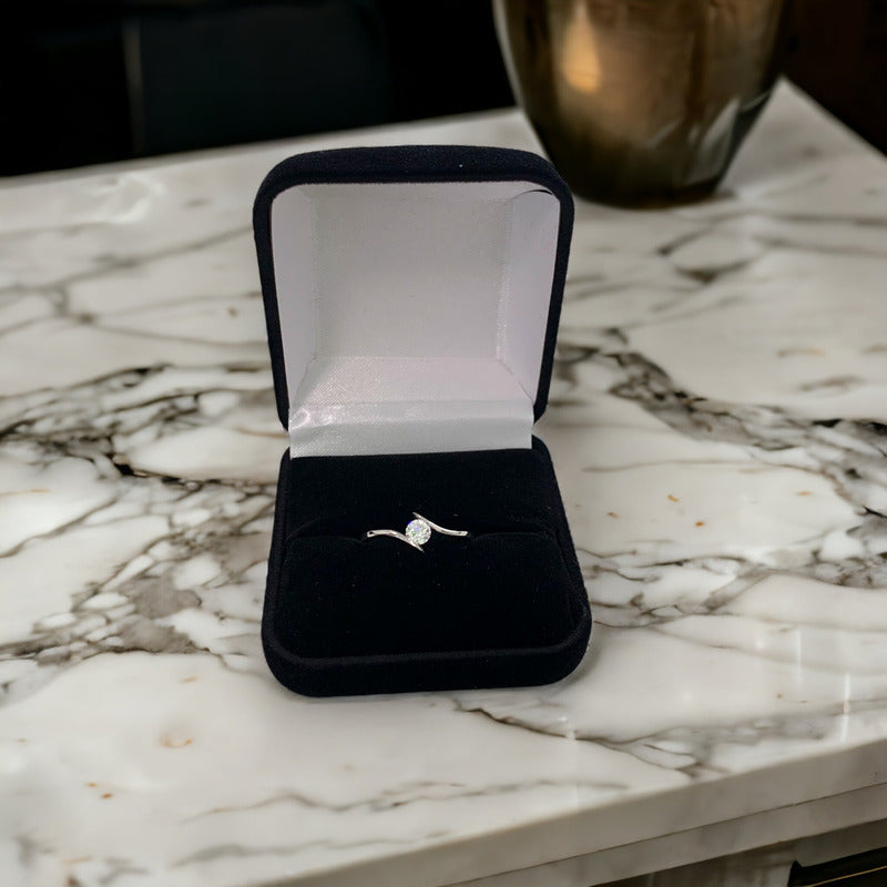 Anillo De Compromiso Oro Solido 10k Con Brillante Cz