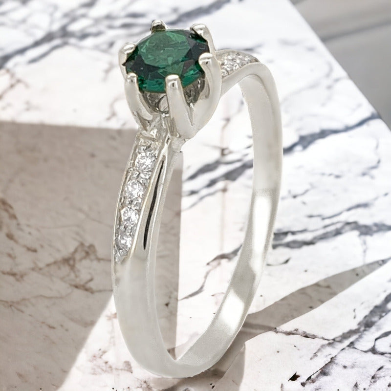 Anillo Compromiso Oro 18k Con Esmeralda Modelo Fénix Dama