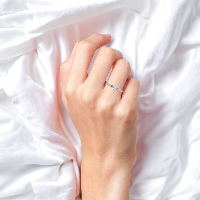 Anillos Compromiso 18k Y Diamante Natural 0.25ct Certificado