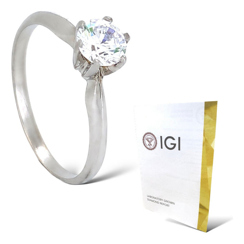Anillo Compromiso Oro 18k Diamante Creado Certificado Igi Vr