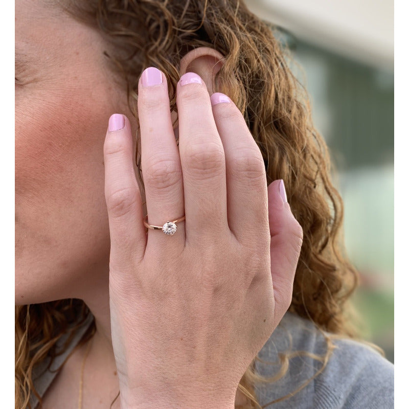 Anillo De Compromiso Oro Rosa 10k Moissanita 0.50ct Twist.