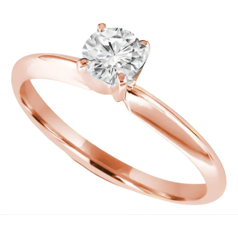 Anillo Compromiso Oro Rosa 14k Love Brillante Ruso.