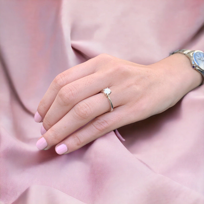 Anillo Compromiso Oro 10k Con Moissanita Certificado Dama