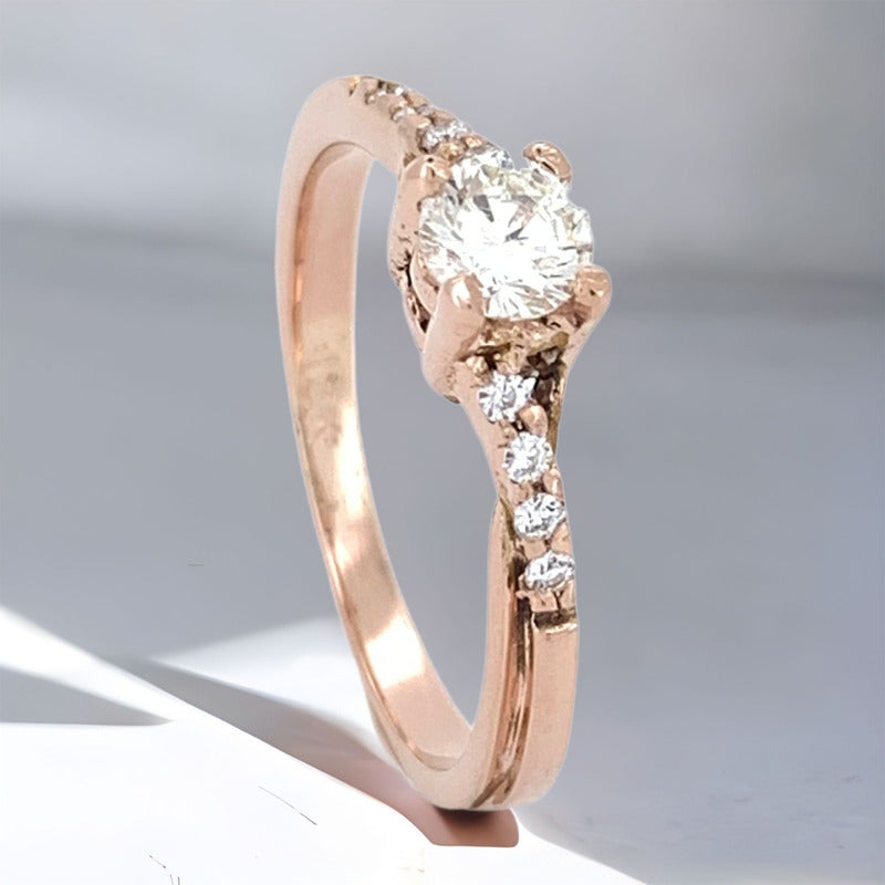 Anillo Compromiso Oro 10k Brillante Ruso Modelo Barcelona