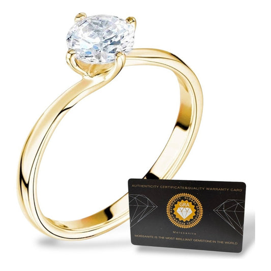 Anillo Compromiso Plata 925 Moissanita Twist Oro