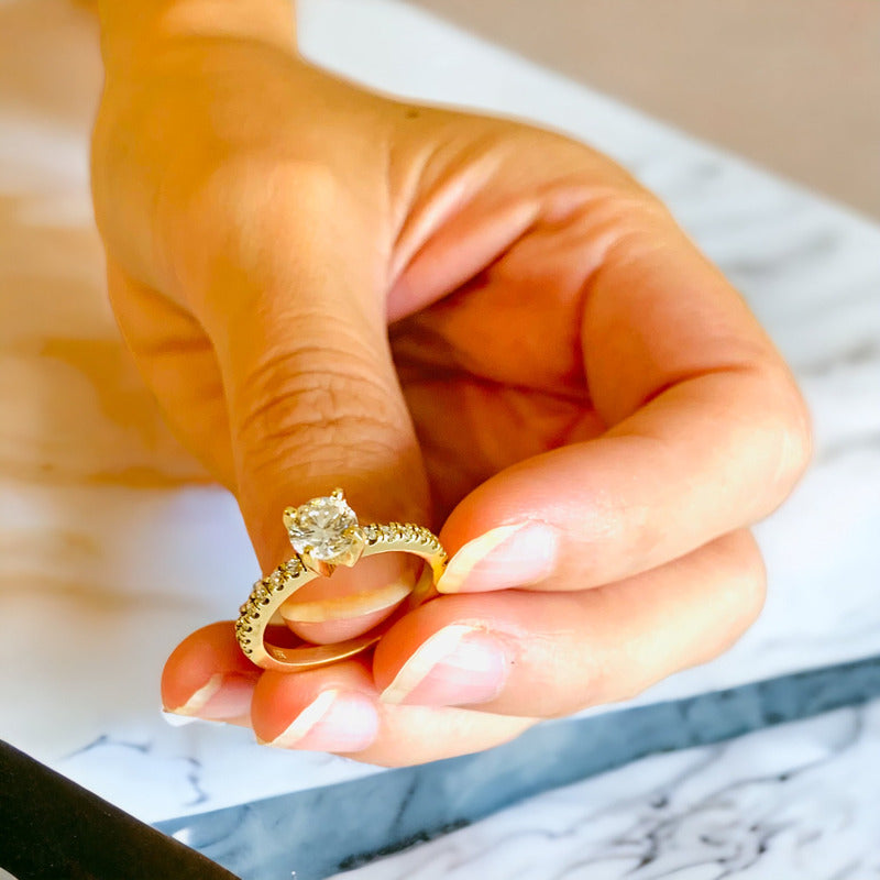 Anillo De Compromiso Oro 14k Moissanitas 1.28ct Arz