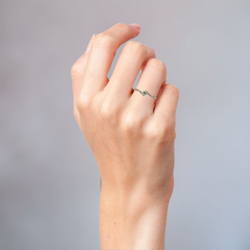 Anillo Oro 14k Compromis O Promesa Brillante Ruso Slim