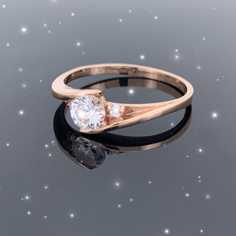 Anillo Compromiso Oro 10k Con Moissanitas 0.55ct Certificado