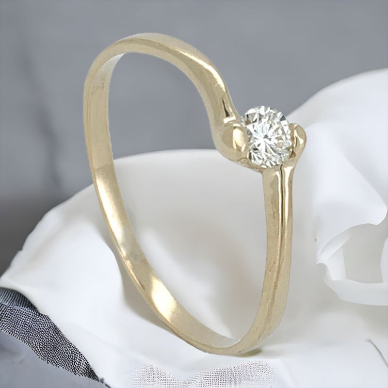 Anillo Oro 10k Compromis O Promesa Brillante Ruso Slim