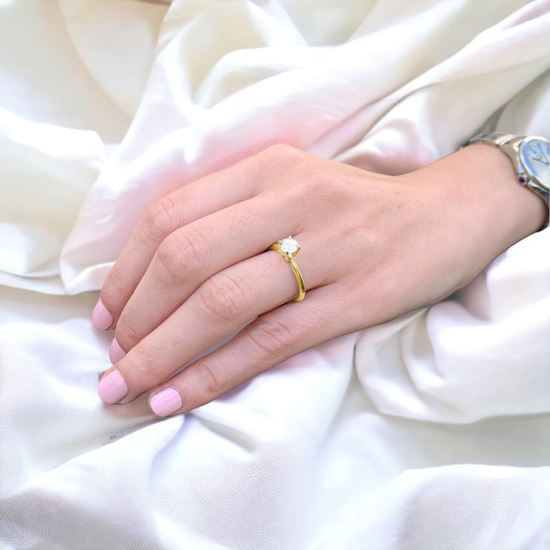 Anillo De Compromiso Oro Certificado 14k Brillante Premium