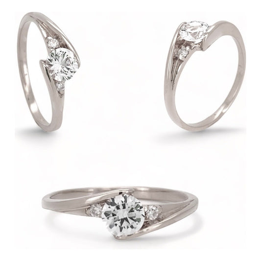 Anillo Compromiso Oro 14k Con Moissanita 0.50ct Y Diamantes