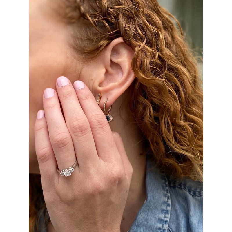 Anillo Compromiso Oro Blanco 14k Zirconias Lre