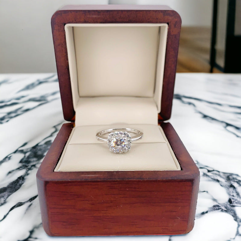 Anillo Compromiso Halo 18kt Moissanitas 1.04ct Certificado