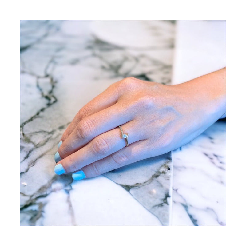 Anillos De Promesa Oro Blanco 10k Brillante Ruso.