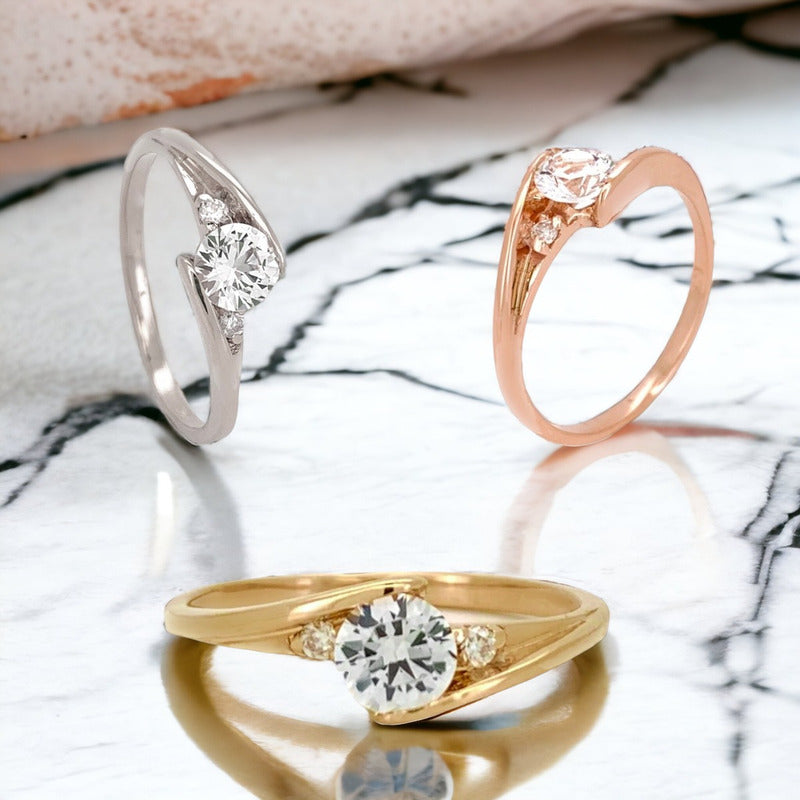 Anillo Compromiso Oro 14k Zafiro Y Diamantes Vermij