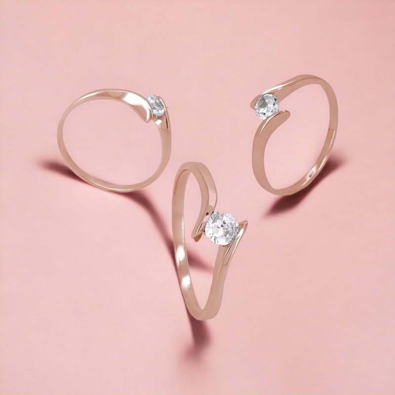 Anillos De Promesa Oro Blanco 10k Brillante Ruso.