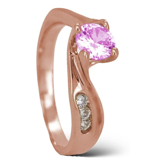 Anillo Compromiso Oro Rosa 14k Aria Video Cz