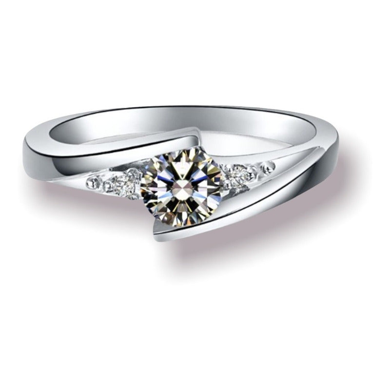 Anillo Compromiso Oro 14k Vermij Trinity Moissanita 0.55ct.