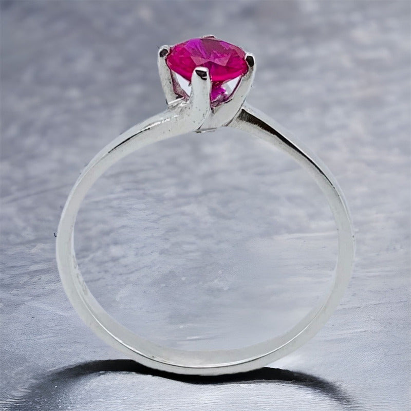Anillo Compromiso Plata .925 Con Zafiro, Ruby O Esmeralda