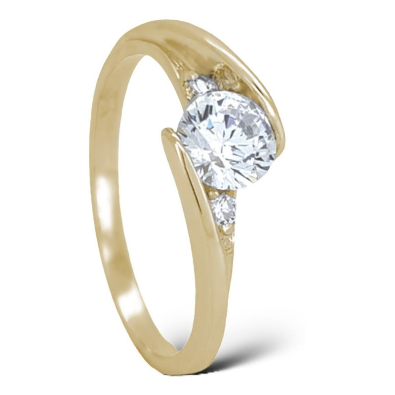 Anillo Compromiso Oro 14k Con Zirconia Premium Trinity
