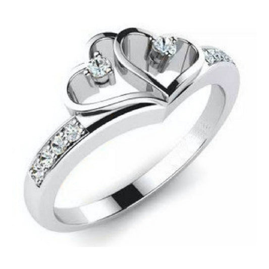 Anillo Compromiso Oro 18k Corazón Con Cz Corte Diamante